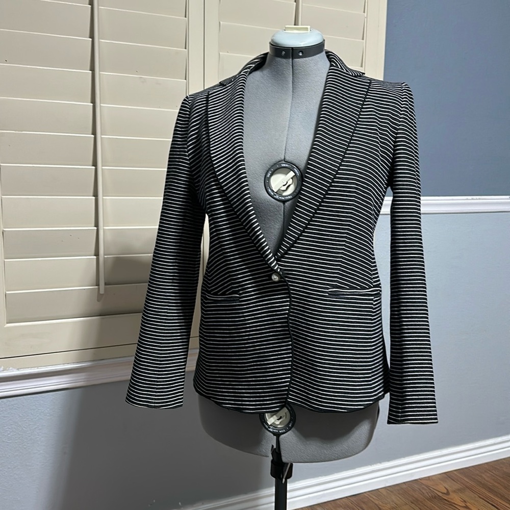 Navy Ann Taylor Striped Blazer.